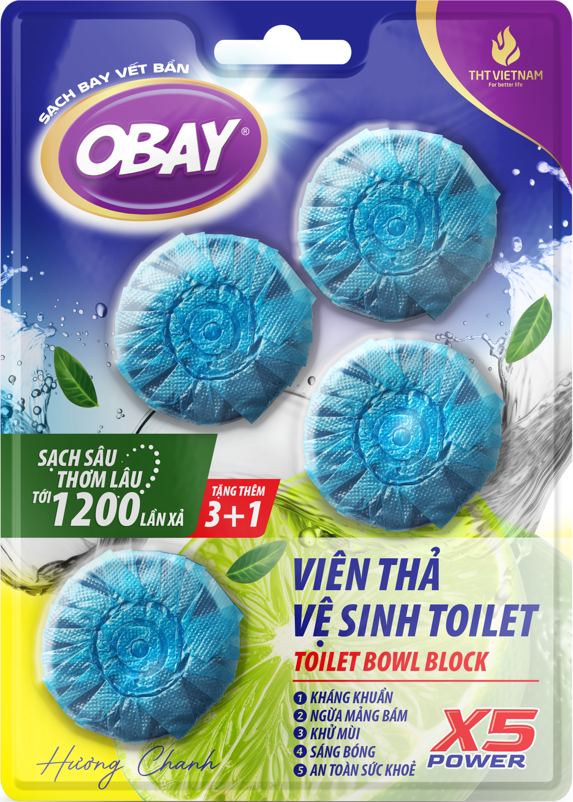 Viên Thả Vệ Sinh Toilet Obay Hương Chanh 200g/Vỉ