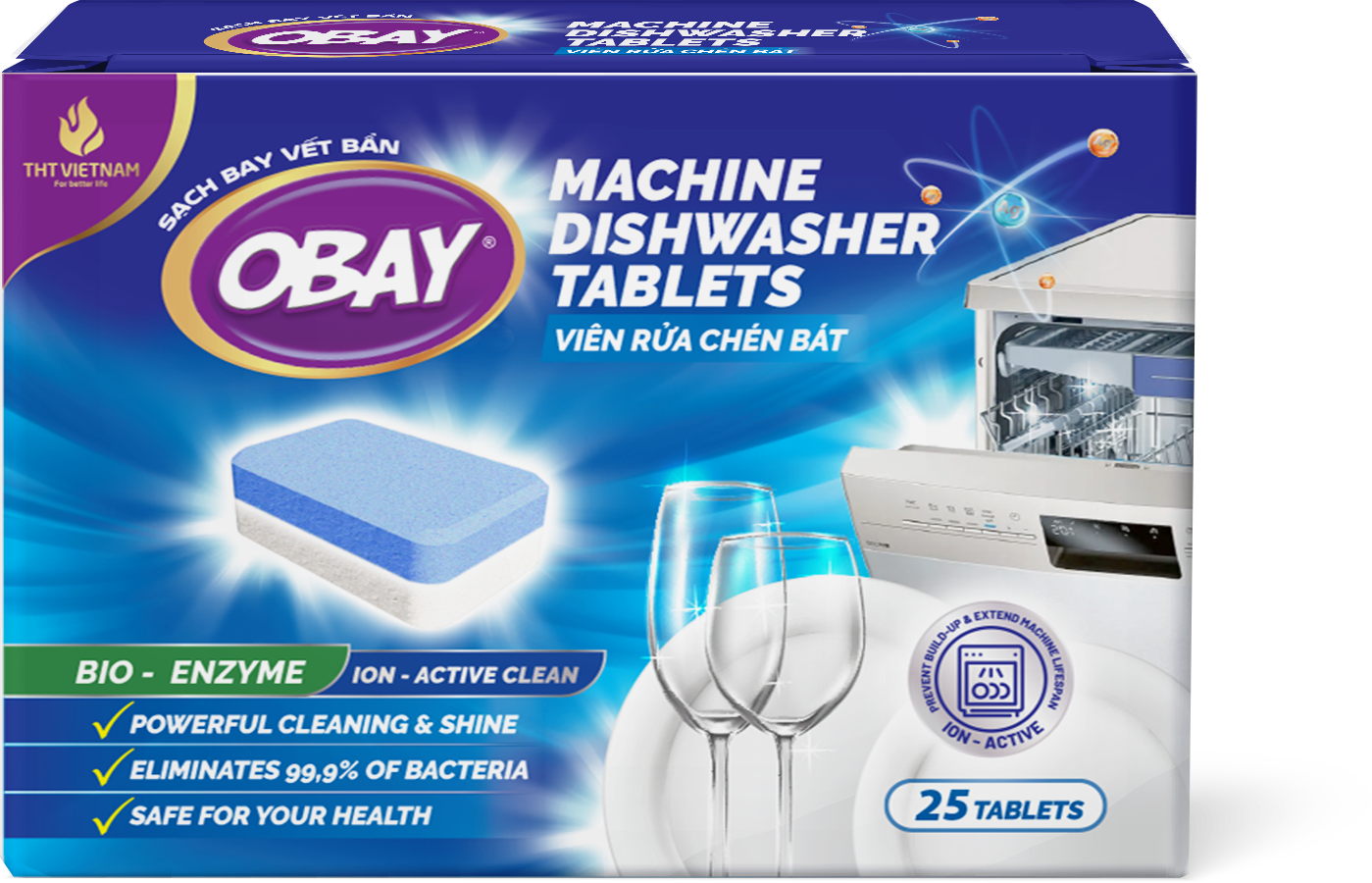 Viên Rửa Chén OBAY Không Mùi 500gram – Hộp 25 Viên